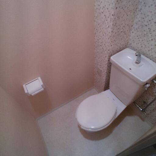 トイレ おしゃれなアクセントクロスを貼りました